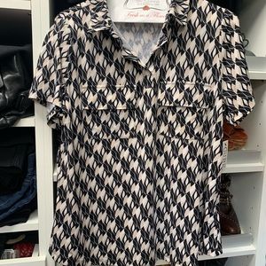 Casual women’s multicolored black ivory top blouse